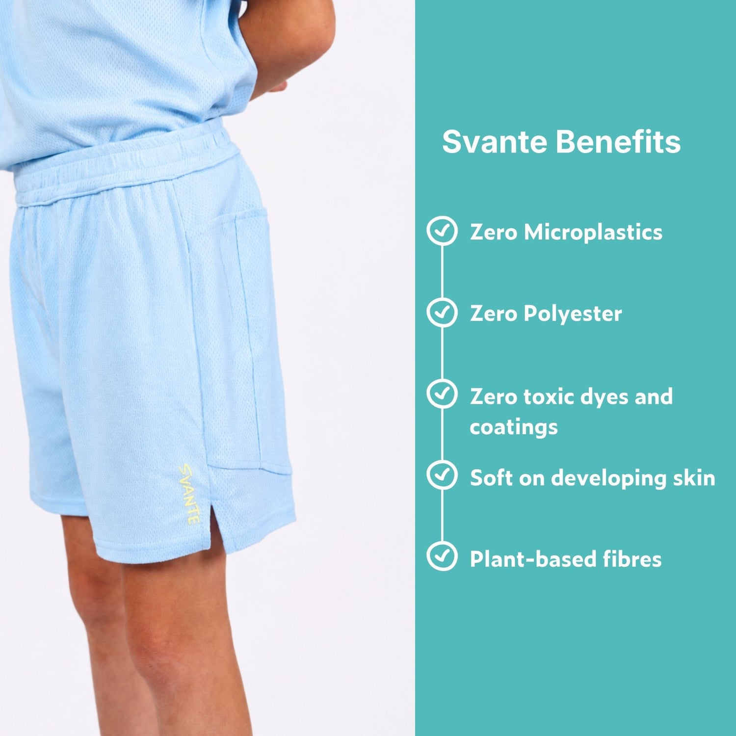 Boys Glacial Blue MeshFlex™ Sports Shorts | 100% Plant Based
