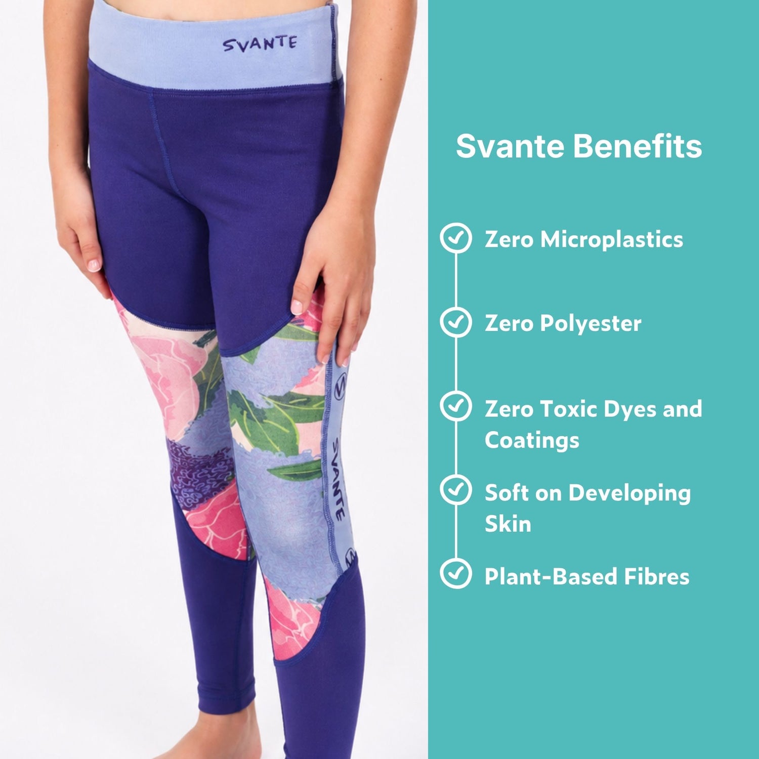 Girls Blue Floral Plantech™ Sports Leggings