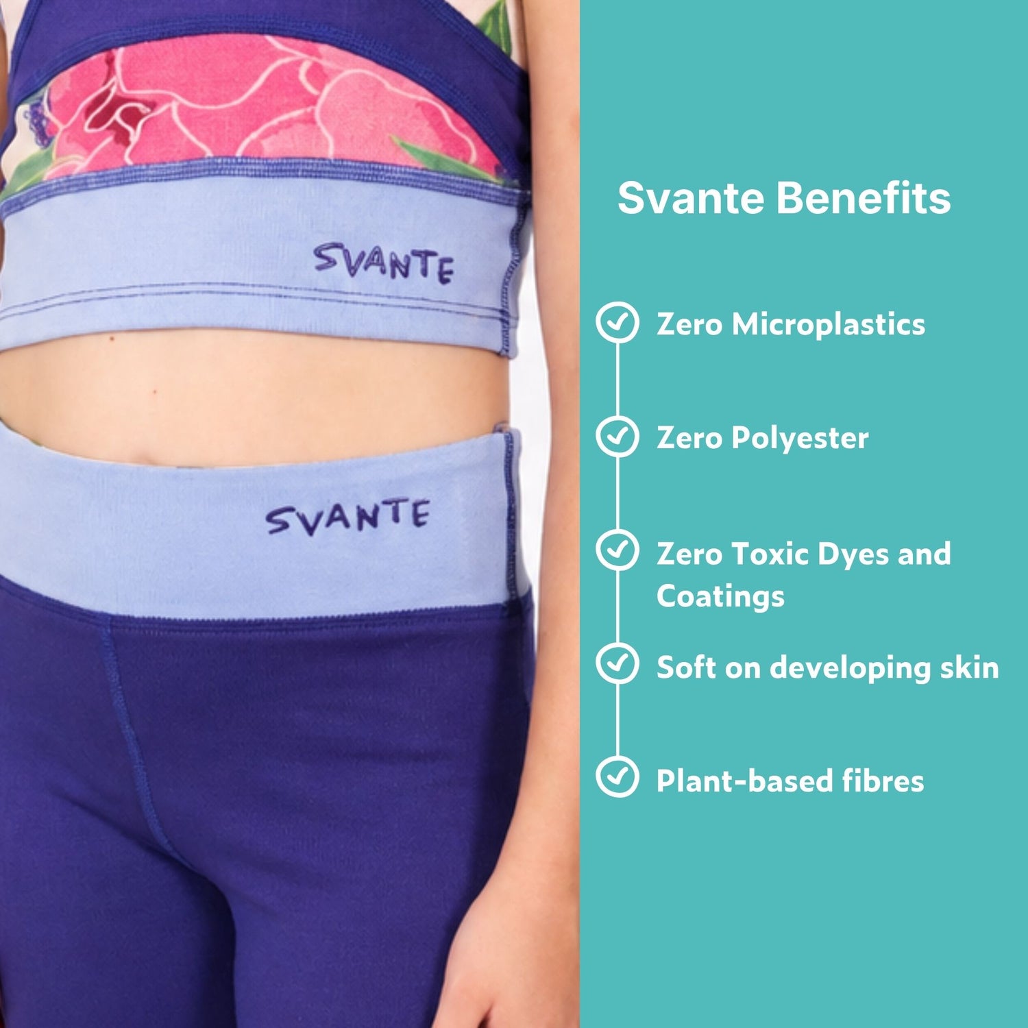 Girls Blue Floral Sports Crop Top | Plantech™