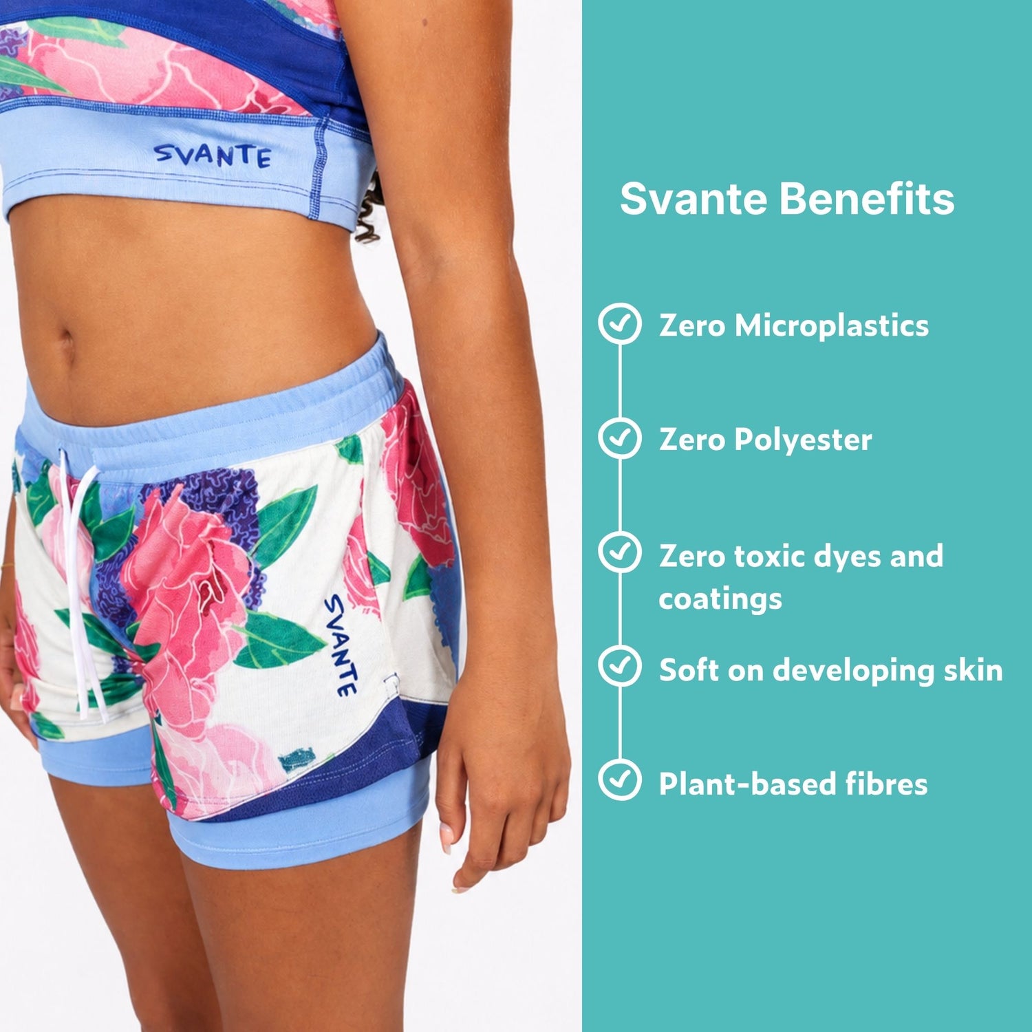 Summer Set | Girls Blue Sports Crop & Blue Floral Sports Shorts