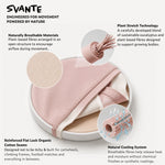 Pink kids natural activewear technical specification with text highlighting features like plant stretch technology and natural cooling system. 