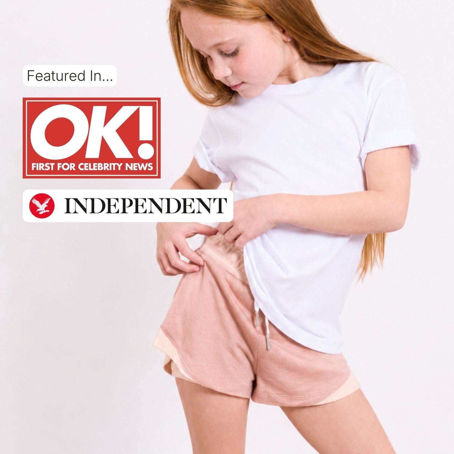 Girls Set | White Organic Cotton T-Shirt & Pink Sports Shorts