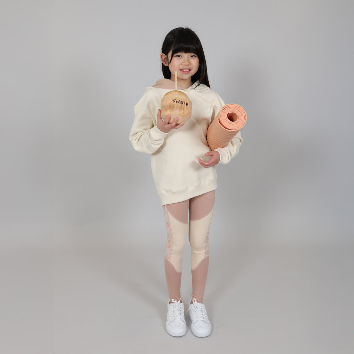 & Girls' 3-Piece Set: Pink & Cream Hoodie, Crop & Leggings