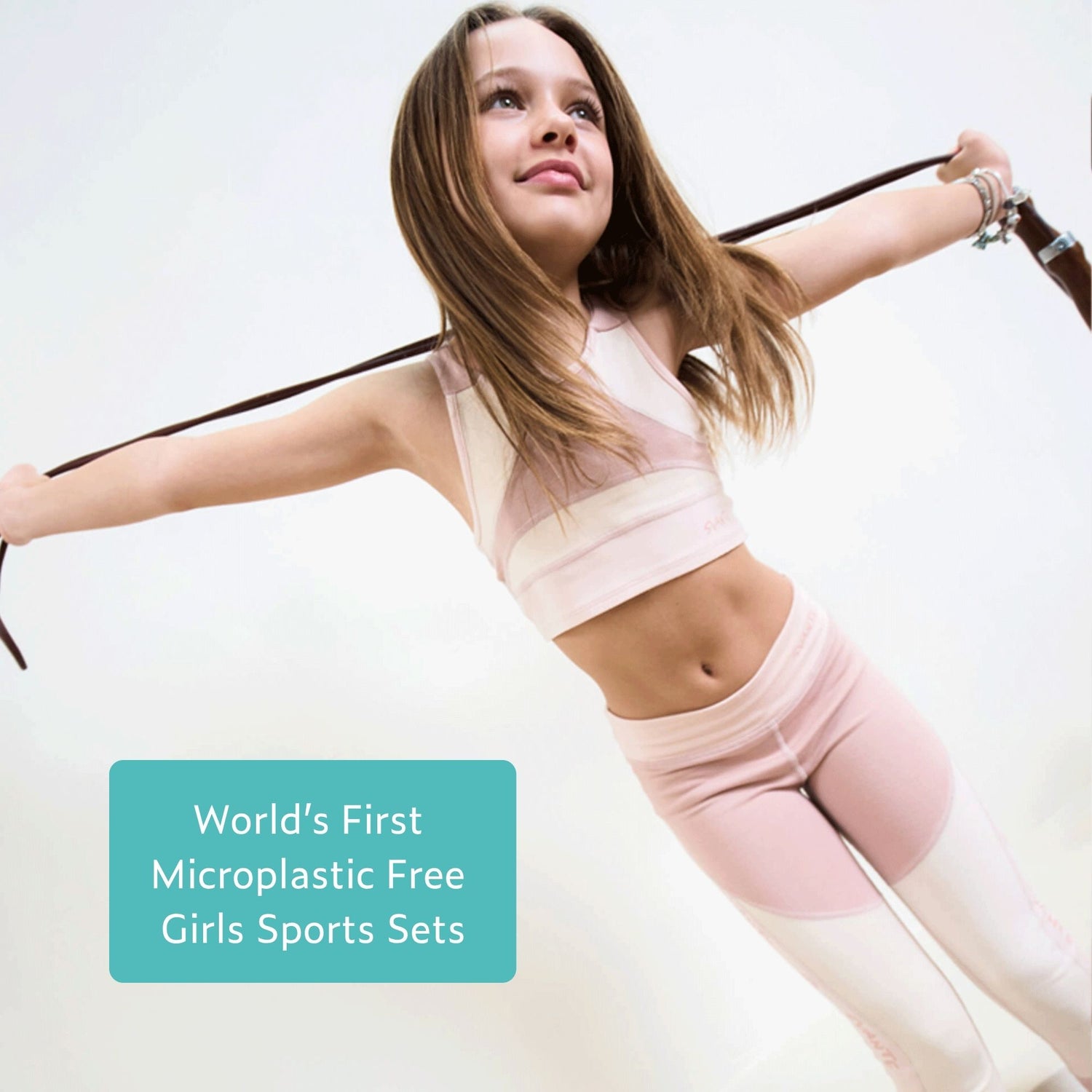 Girls Plantech™ 2-Piece Pink Sports Crop-Top & Leggings Set