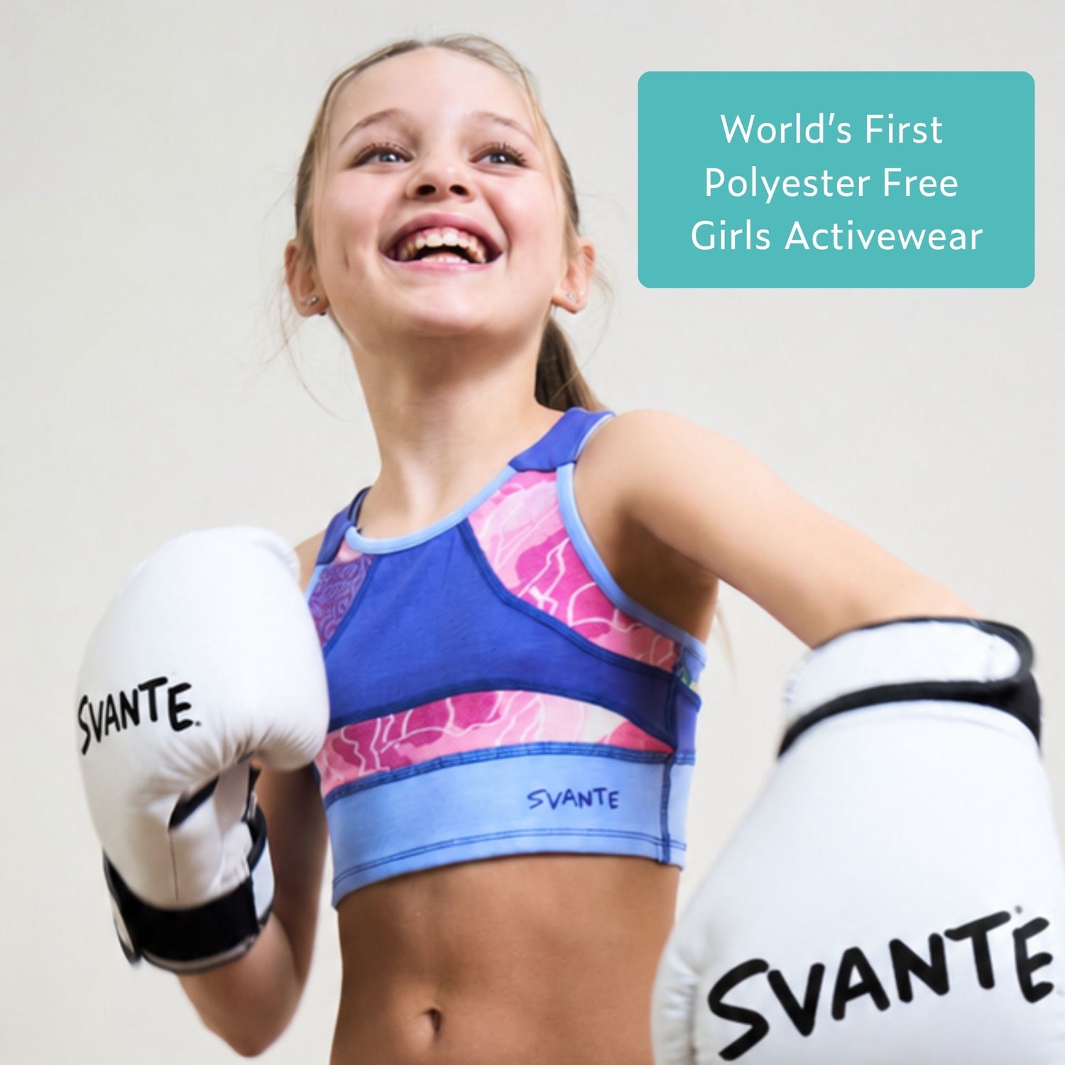 Girls Blue Floral Sports Crop Top | Plantech™