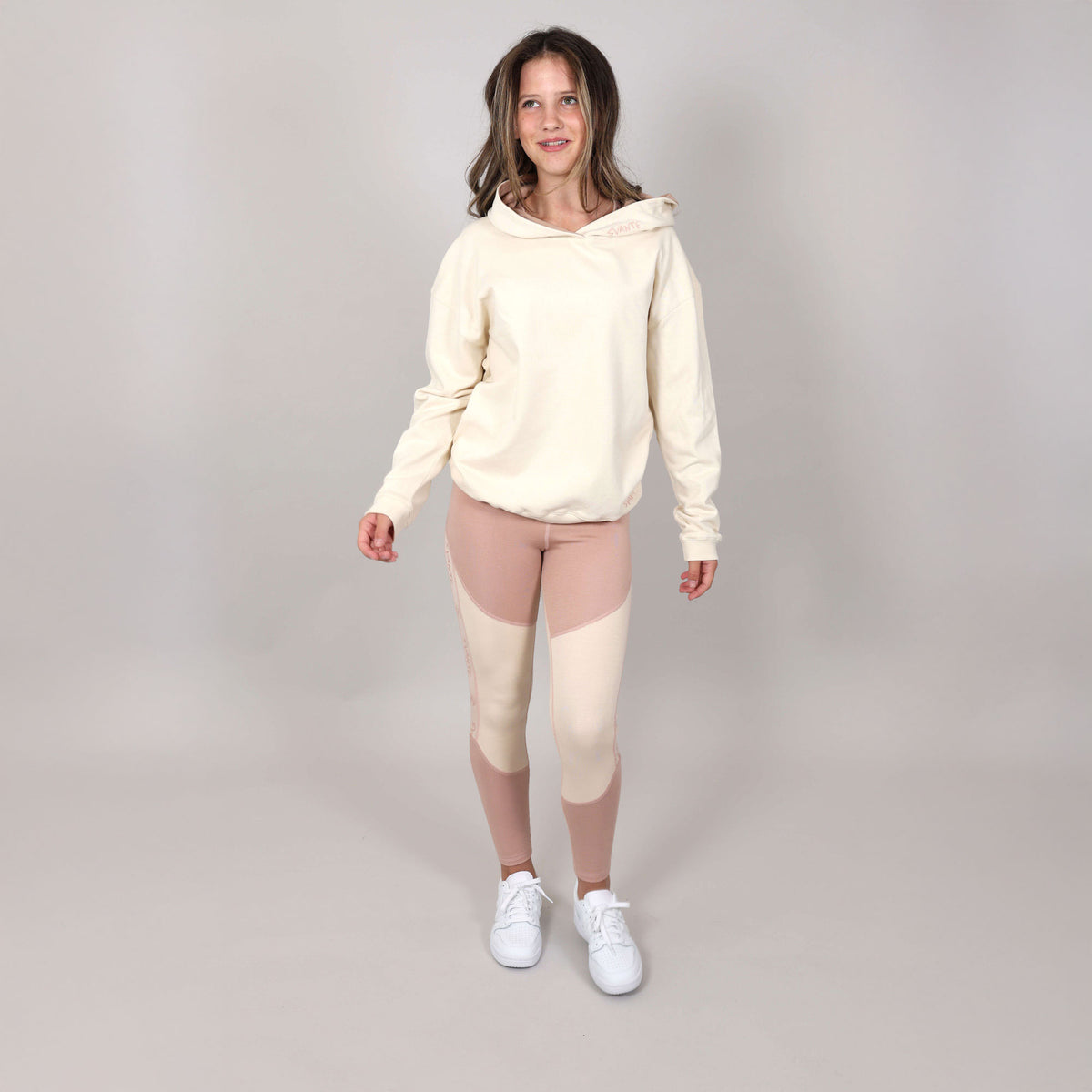 & Girls' 3-Piece Set: Pink & Cream Hoodie, Crop & Leggings